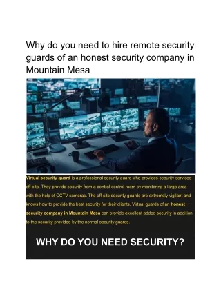 why do you need to hire remote security guards