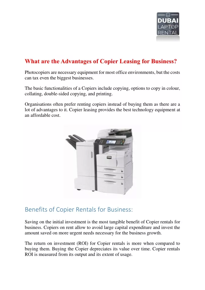 what are the advantages of copier leasing