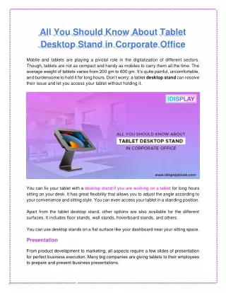 Everything You Need to Know About Tablet Desktop Stands in Offices