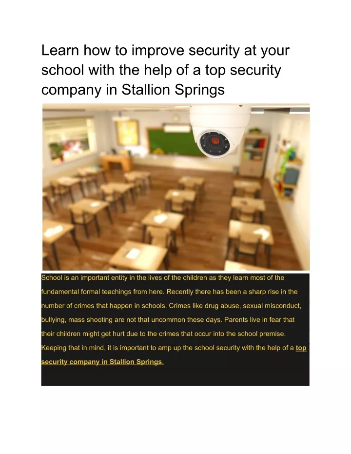 learn how to improve security at your school with