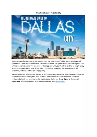 the ultimate guide to dallas city