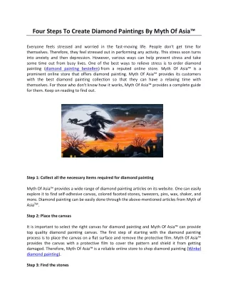 Four Steps To Create Diamond Paintings By Myth Of Asia