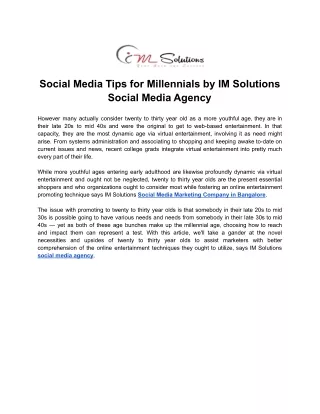 Social Media Tips for Millennials by IM Solutions Social Media Agency