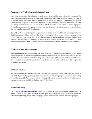 Advantages of IT Infrastructure Solutions Dubai