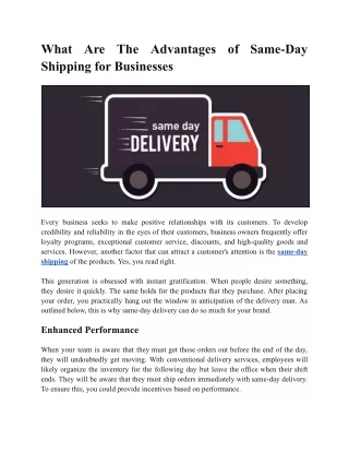 What Are The Advantages of Same-Day Shipping for Businesses