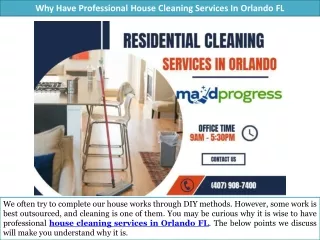 Why Have Professional House Cleaning Services In Orlando FL