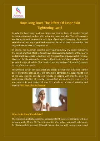 How Long Does The Effect Of Laser Skin Tightening Last