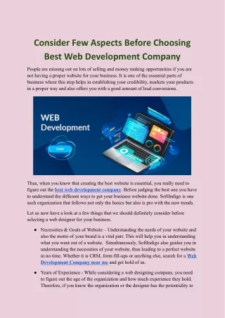 consider few aspects before choosing best