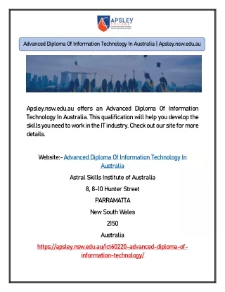 Advanced Diploma Of Information Technology In Australia | Apsley.nsw.edu.au