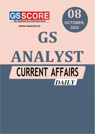 DAILY CURRENT AFFAIRS - 8 OCTOBER 2022