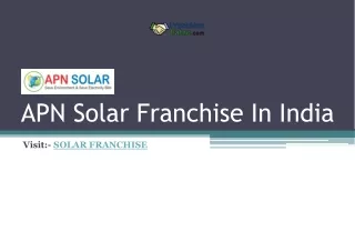 APN Solar Franchise In India
