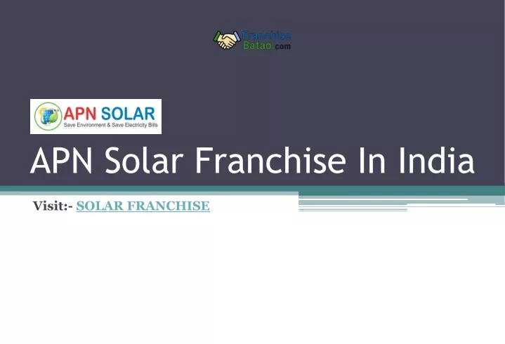 apn solar franchise in india