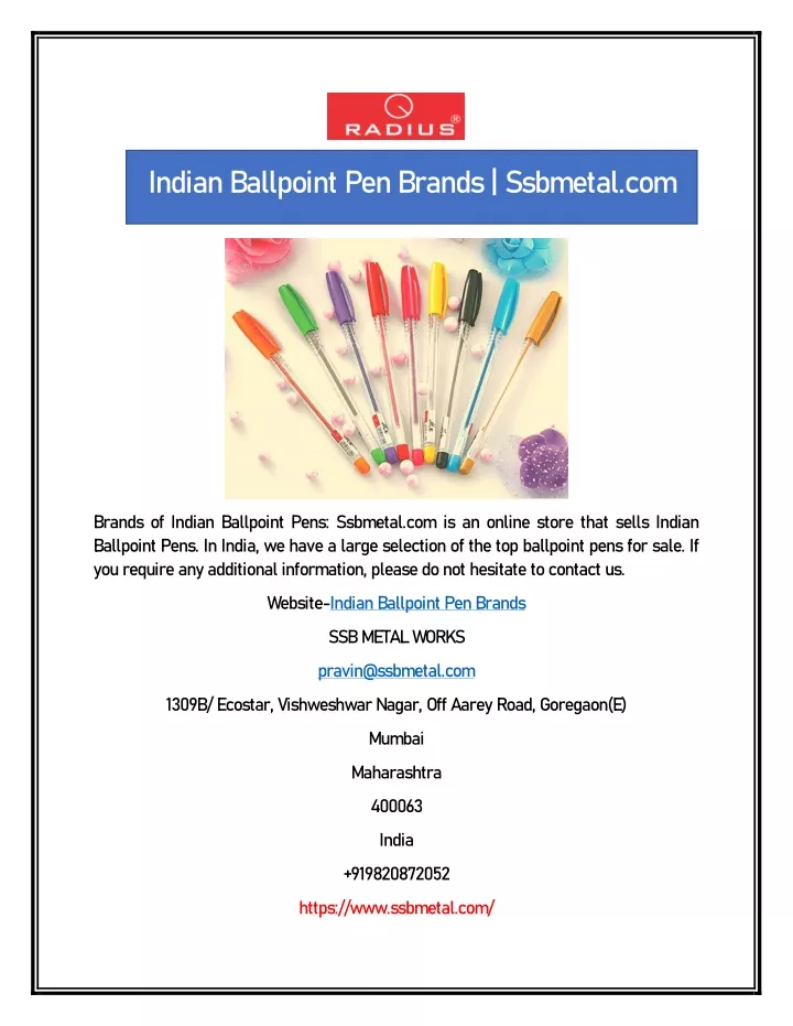 indian ballpoint pen brands ssbmetal com