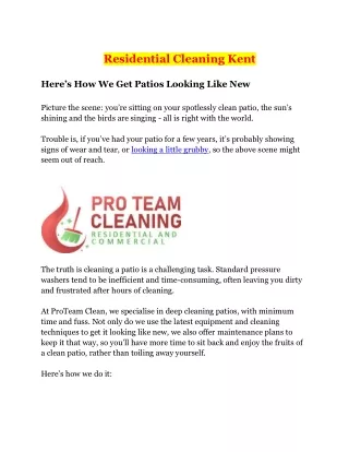 Residential Cleaning Kent
