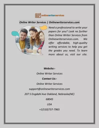 Online Writer Services  Onlinewriterservices