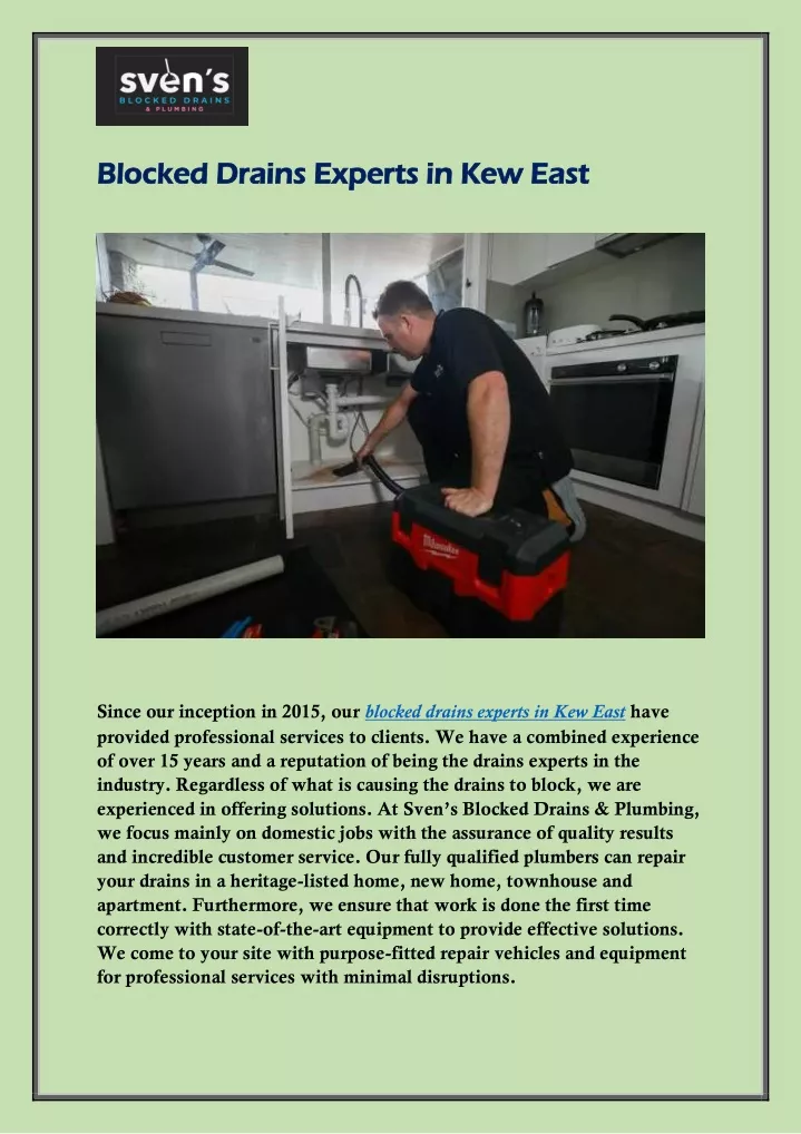 blocked drains experts in kew east blocked drains