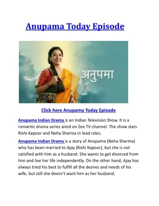 anupama today episode