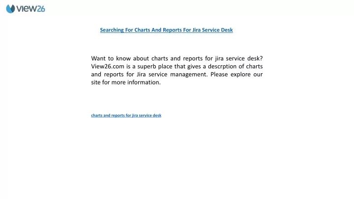 searching for charts and reports for jira service
