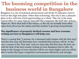 The booming competition in the business world in Bangalore