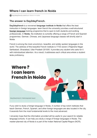 Where I can learn french in Noida