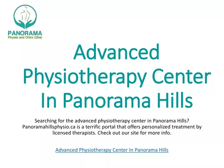 advanced physiotherapy center in panorama hills