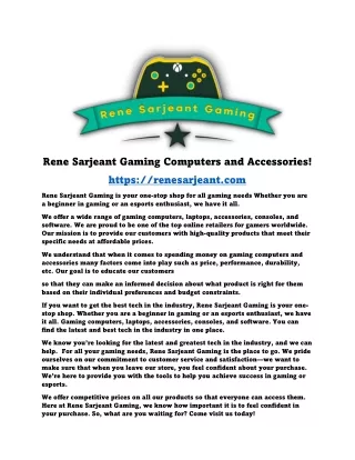 rene sarjeant gaming computers and accessories