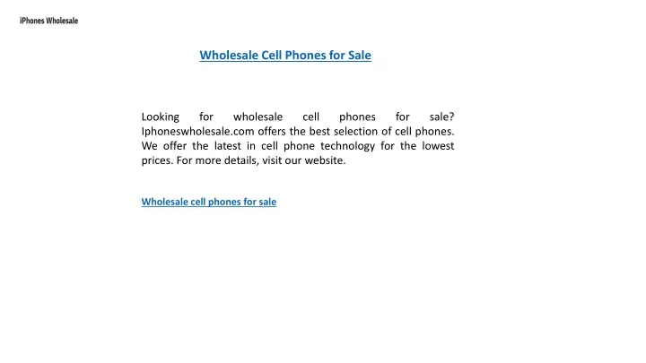 wholesale cell phones for sale