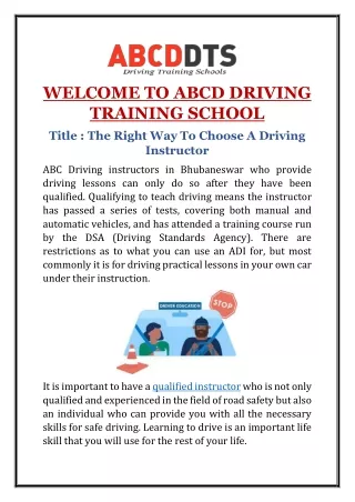 welcome to abcd driving training school