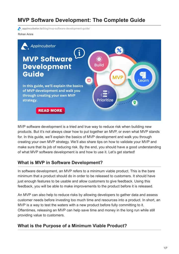 mvp software development the complete guide