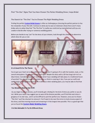 Chosen The Perfect Wedding Dress