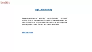 High Level Vetting Advancedvetting.com