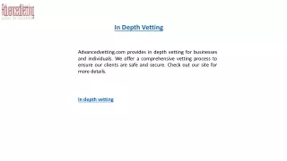 In Depth Vetting Advancedvetting.com