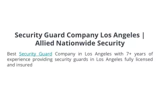 Security Guard Company Los Angeles | Allied Nationwide Security
