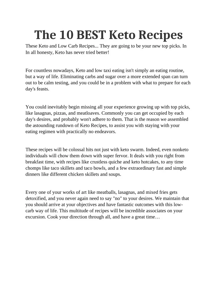 PPT - The 10 Best Keto Recipes PowerPoint Presentation, free download