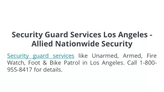Security Guard Services Los Angeles - Allied Nationwide Security