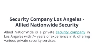 Private Security Company Los Angeles-  Allied Nationwide Security