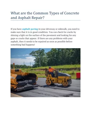 Common Types of Concrete and Asphalt Repair