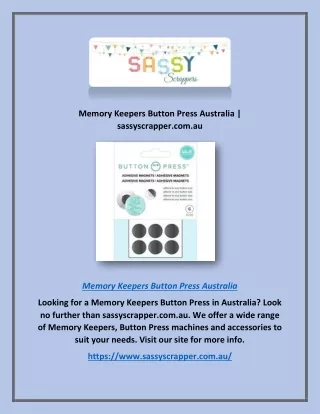 Memory Keepers Button Press Australia | sassyscrapper.com.au