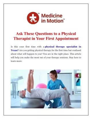 Ask These Questions to a Physical Therapist in Your First Appointment