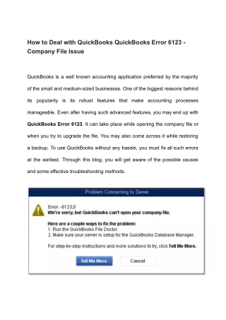 how to deal with quickbooks quickbooks error 6123