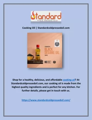 Cooking Oil | Standardcoldpressedoil.com