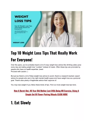 Top 10 Weight Loss Tips That Really Work For Everyone!