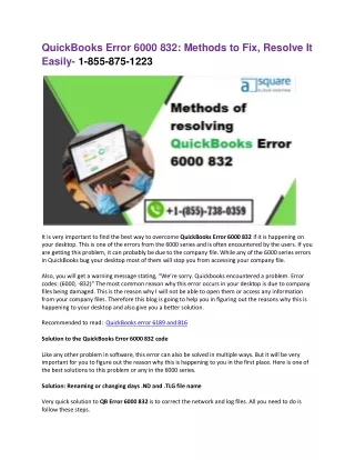 quickbooks error 6000 832 methods to fix resolve