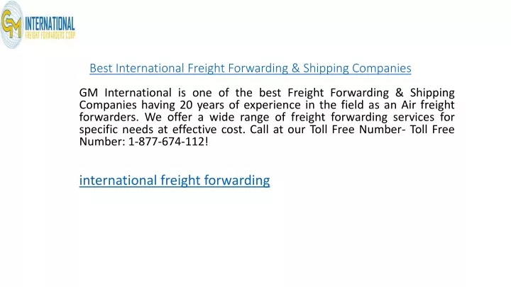 best international freight forwarding shipping companies