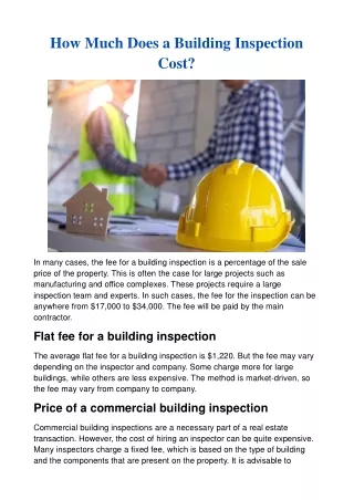 How Much Does a Building Inspection Cost?