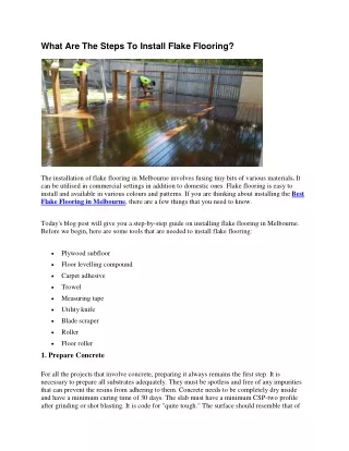 what are the steps to install flake flooring