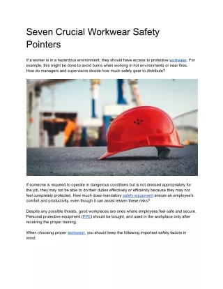 seven crucial workwear safety pointers