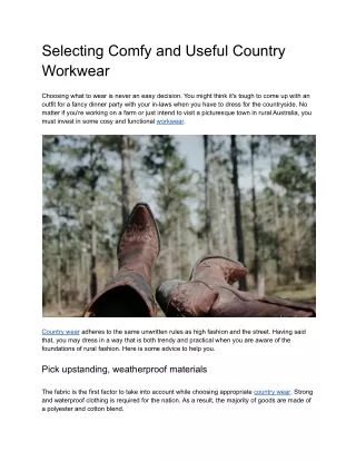 selecting comfy and useful country workwear