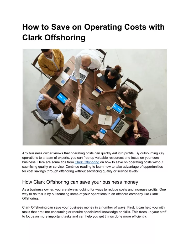 how to save on operating costs with clark