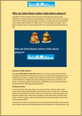 Why do Satta Bazar online India allure players?